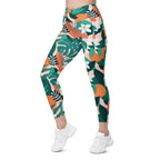 Contemporary Tropical Crossover Leggings With Pockets