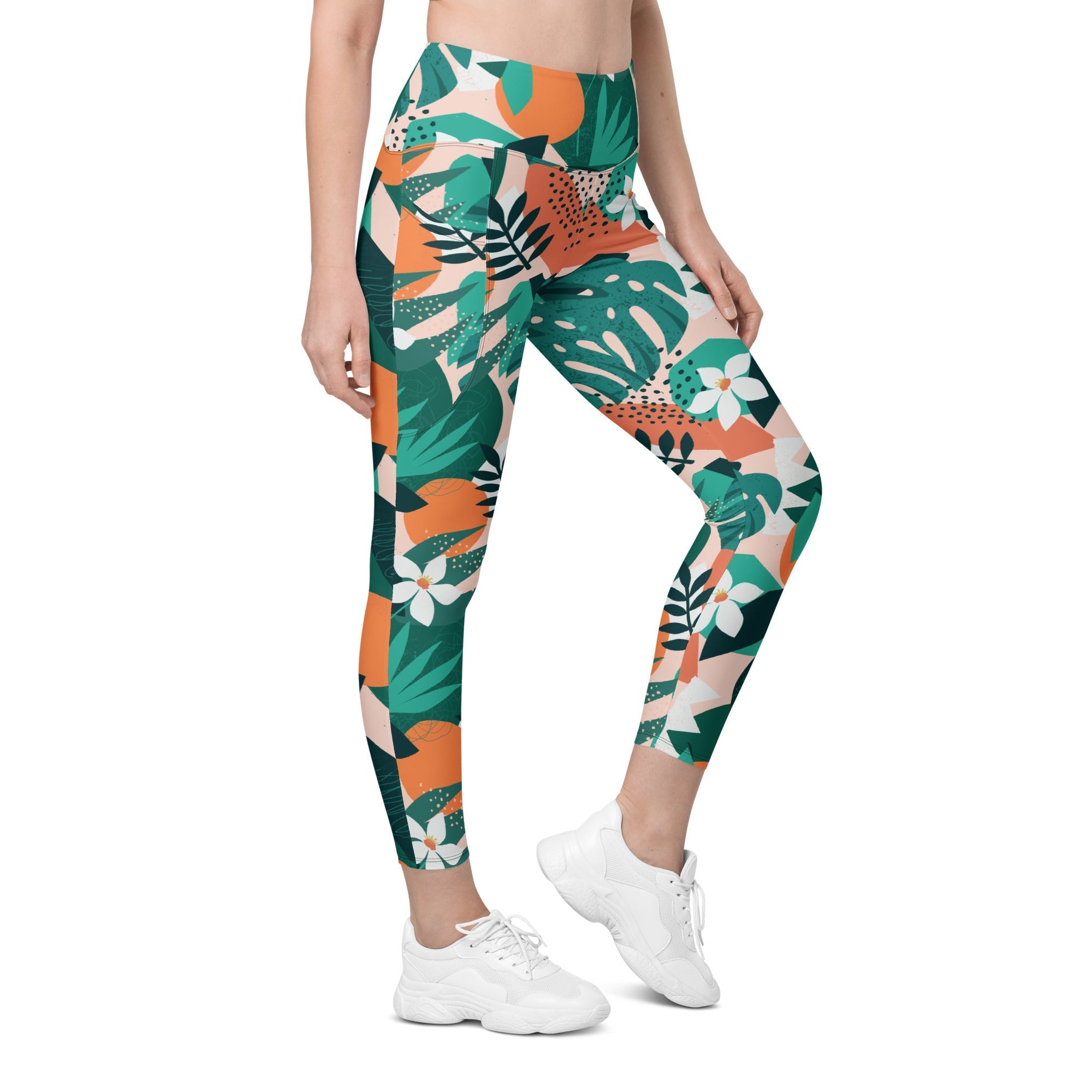 Contemporary Tropical Leggings With Pockets