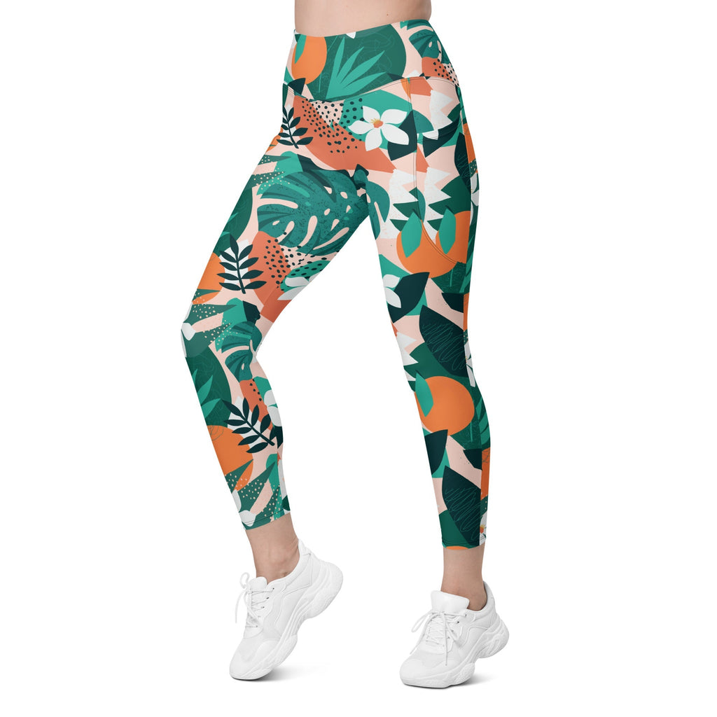 Contemporary Tropical Leggings With Pockets
