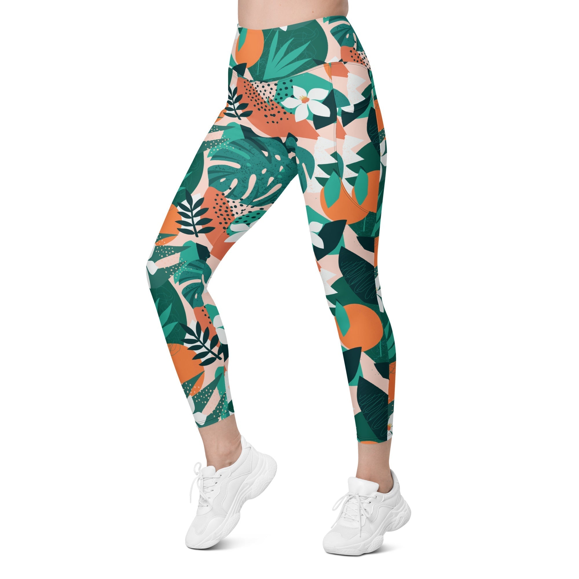 Contemporary Tropical Leggings With Pockets