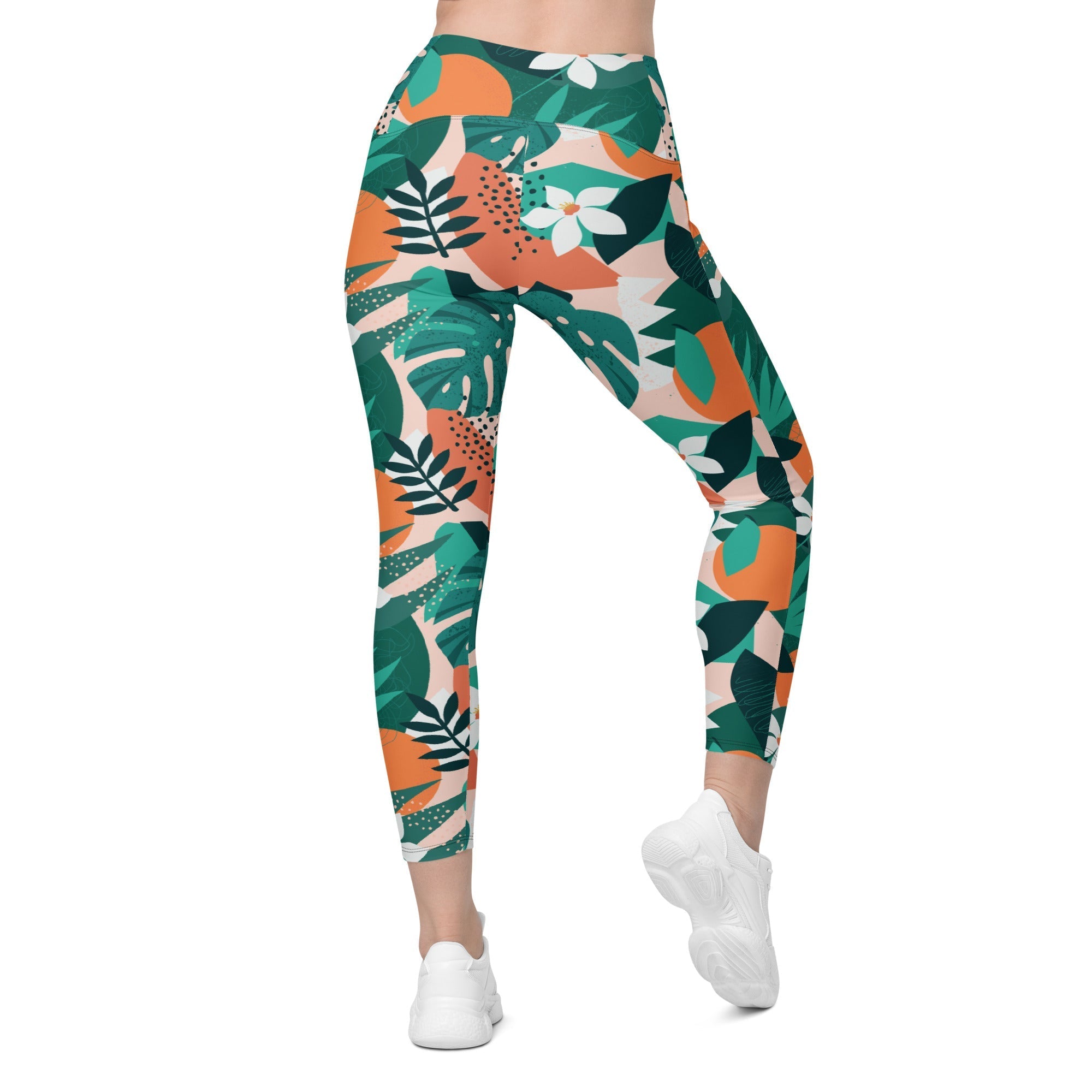 Contemporary Tropical Leggings With Pockets