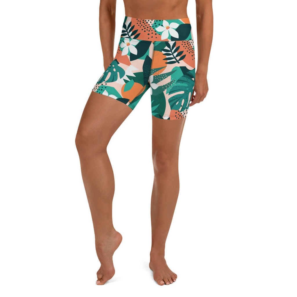 Contemporary Tropical Yoga Shorts