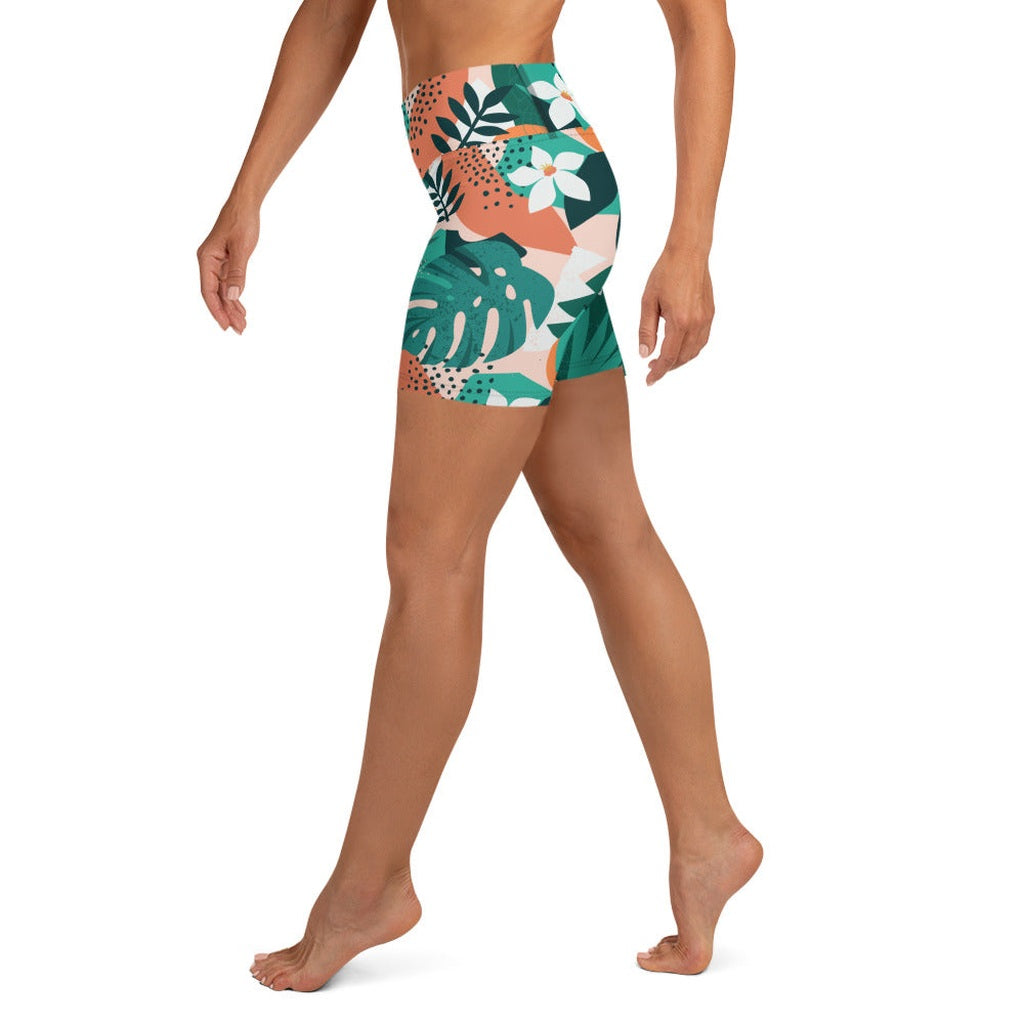 Contemporary Tropical Yoga Shorts