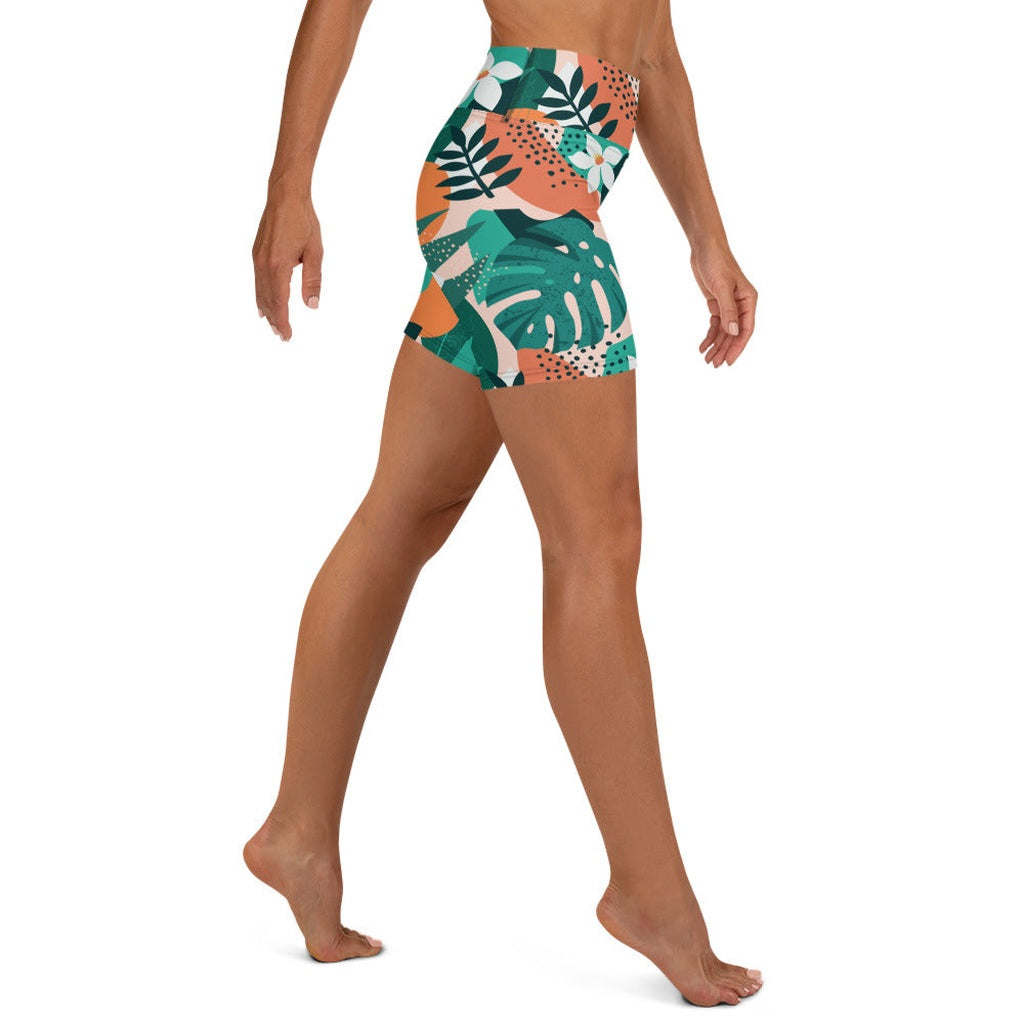 Contemporary Tropical Yoga Shorts
