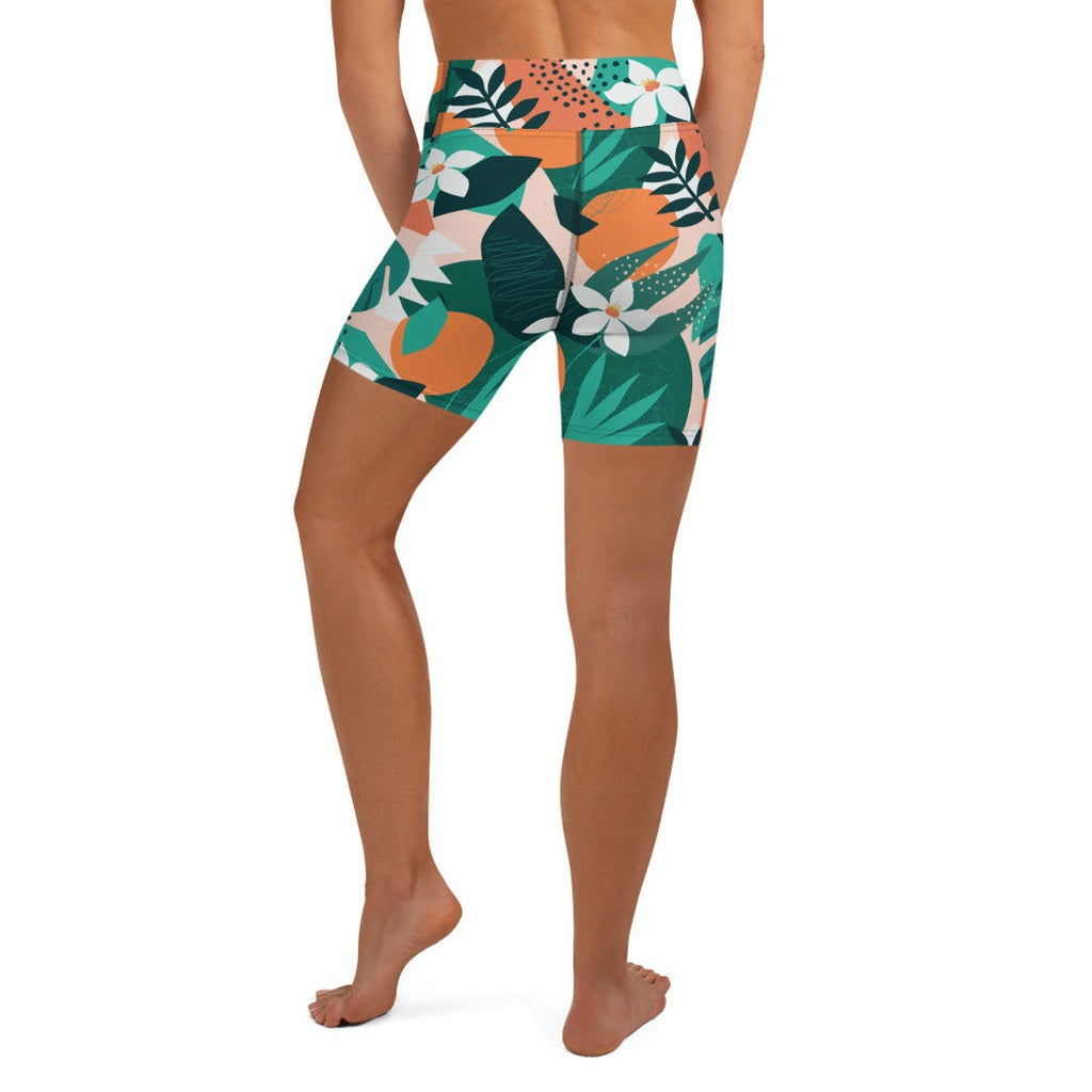 Contemporary Tropical Yoga Shorts