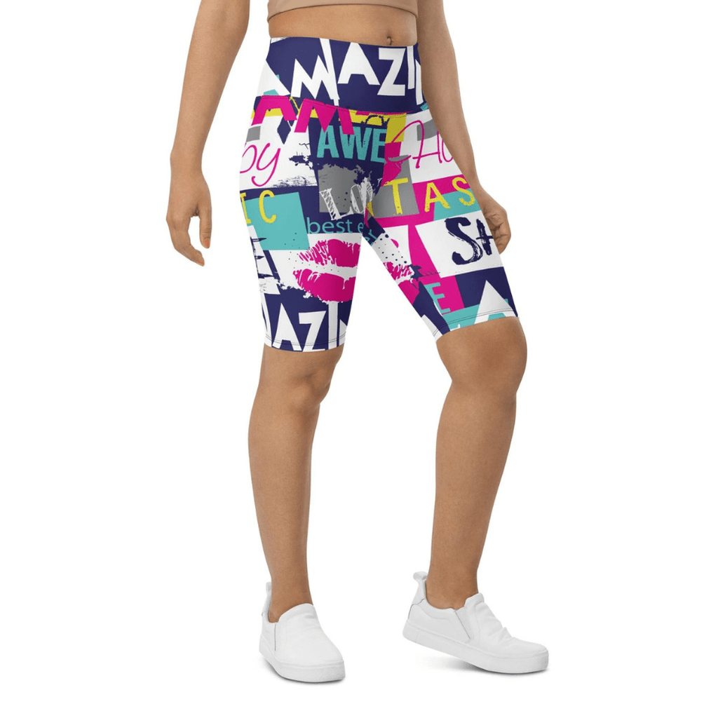 Cool Slogan Biker Shorts