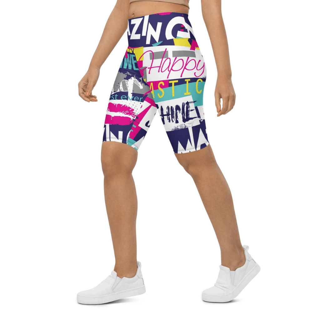 Cool Slogan Biker Shorts