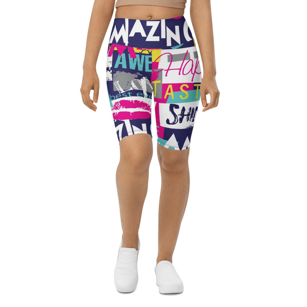 Cool Slogan Biker Shorts