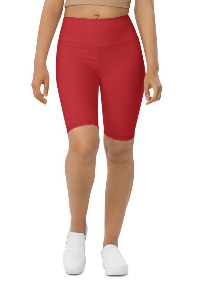Crimson Red Biker Shorts