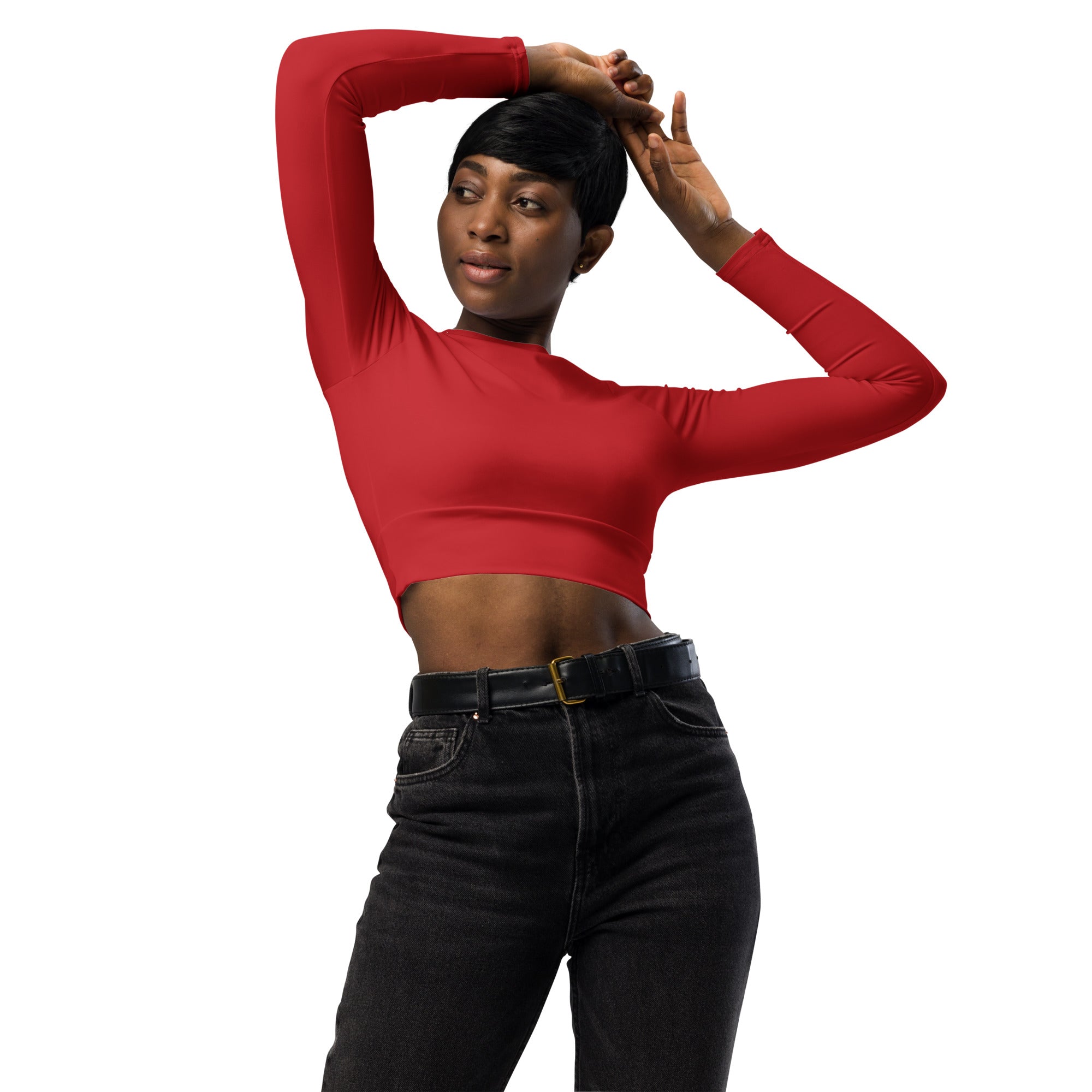 Crimson Red Recycled Long-sleeve Crop Top