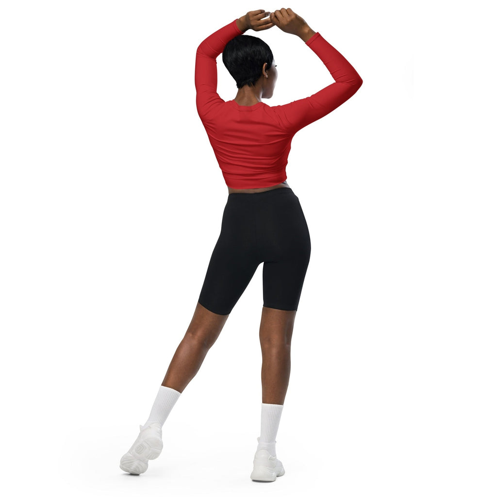 Crimson Red Recycled Long-sleeve Crop Top