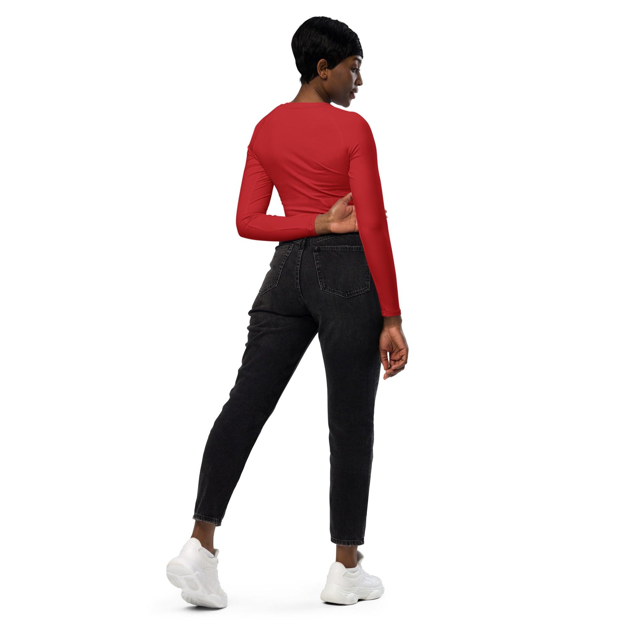 Crimson Red Recycled Long-sleeve Crop Top