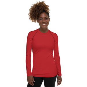 Crimson Red Women's Rash Guard