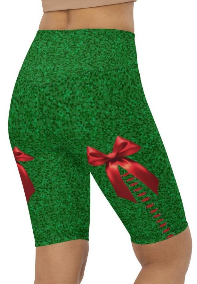 Cute Christmas Bow Biker Shorts