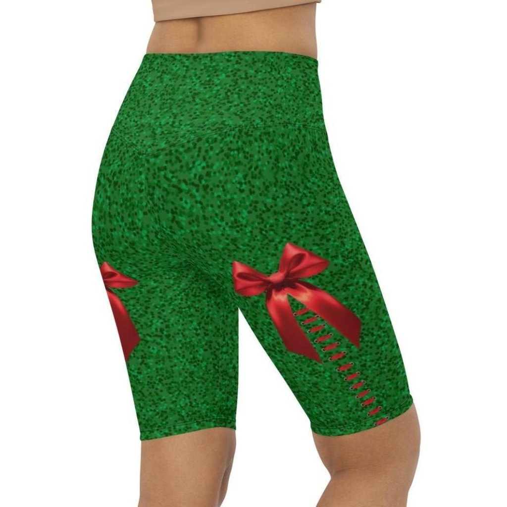 Cute Christmas Bow Biker Shorts