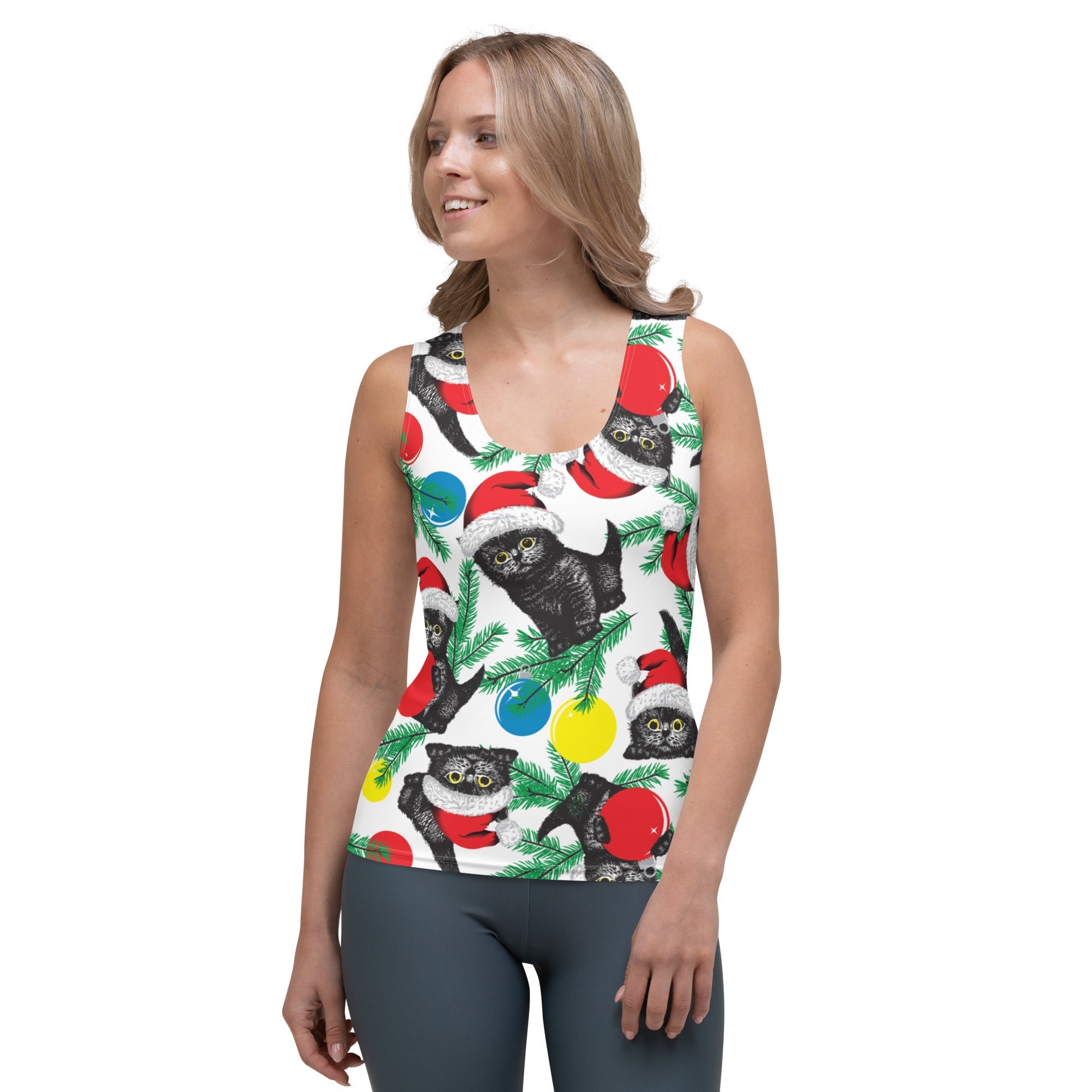 Cute Christmas Cat Tank Top