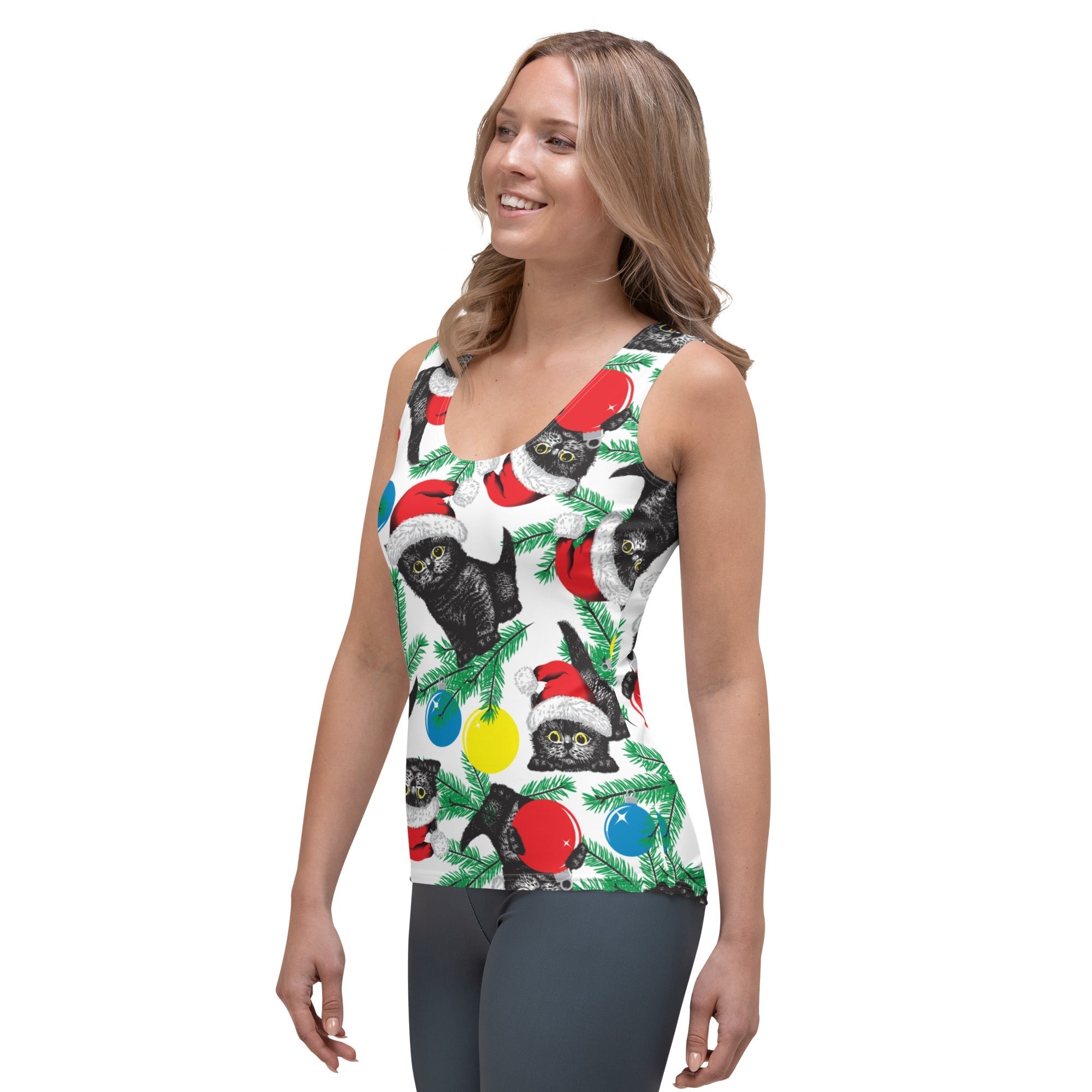 Cute Christmas Cat Tank Top