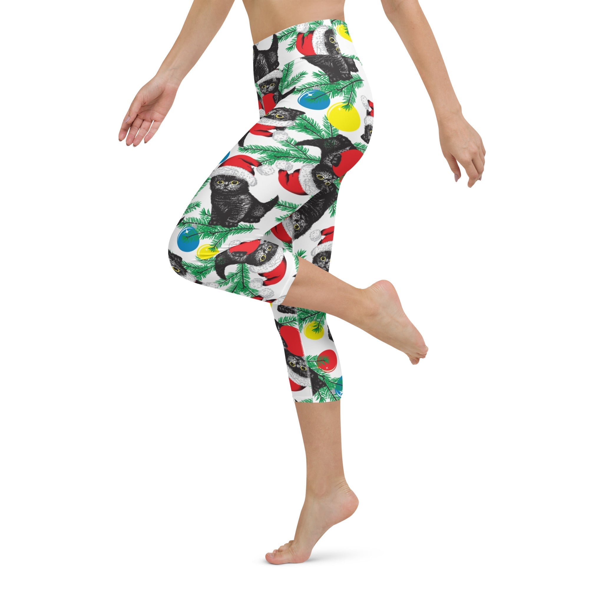 Cute Christmas Cat Yoga Capris