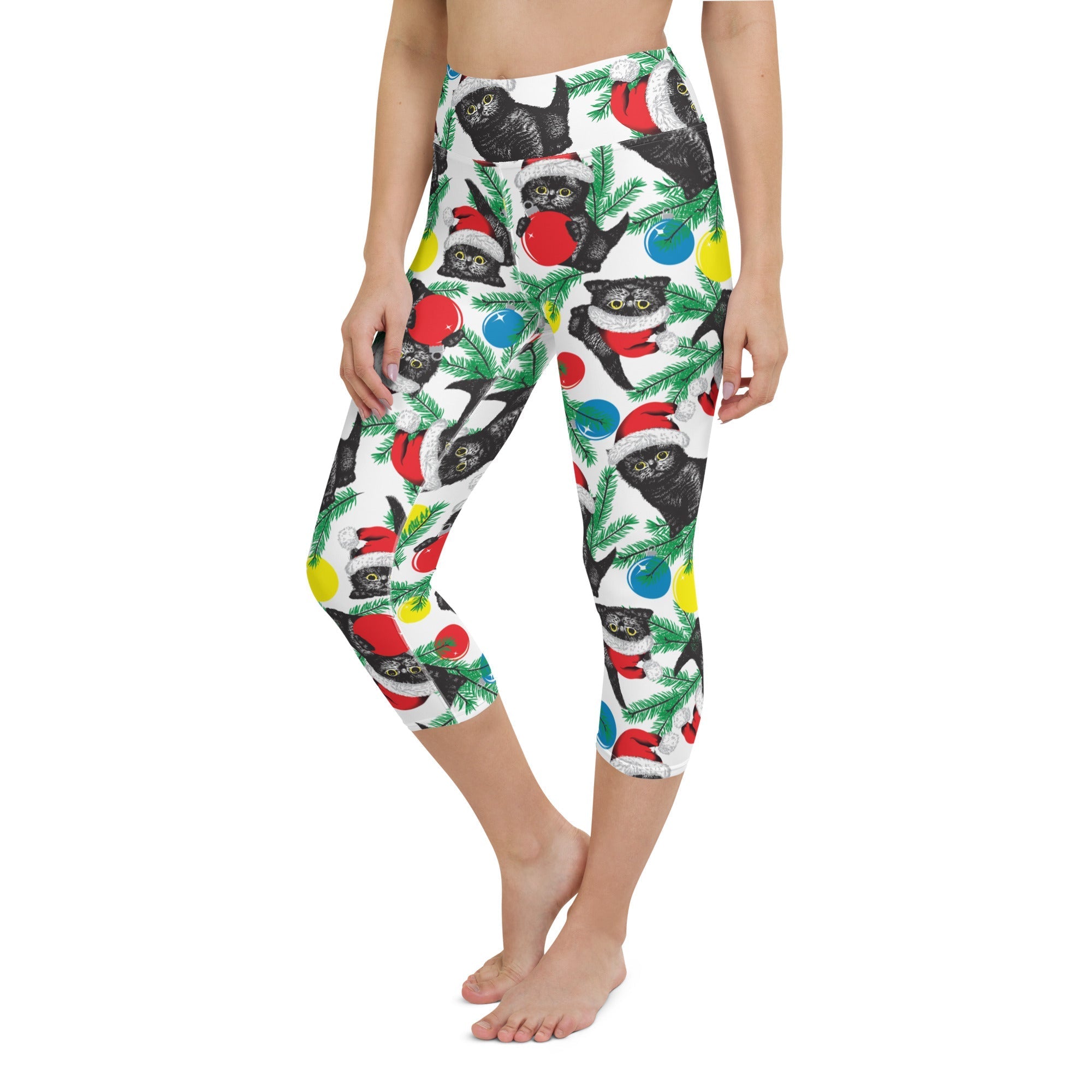 Cute Christmas Cat Yoga Capris