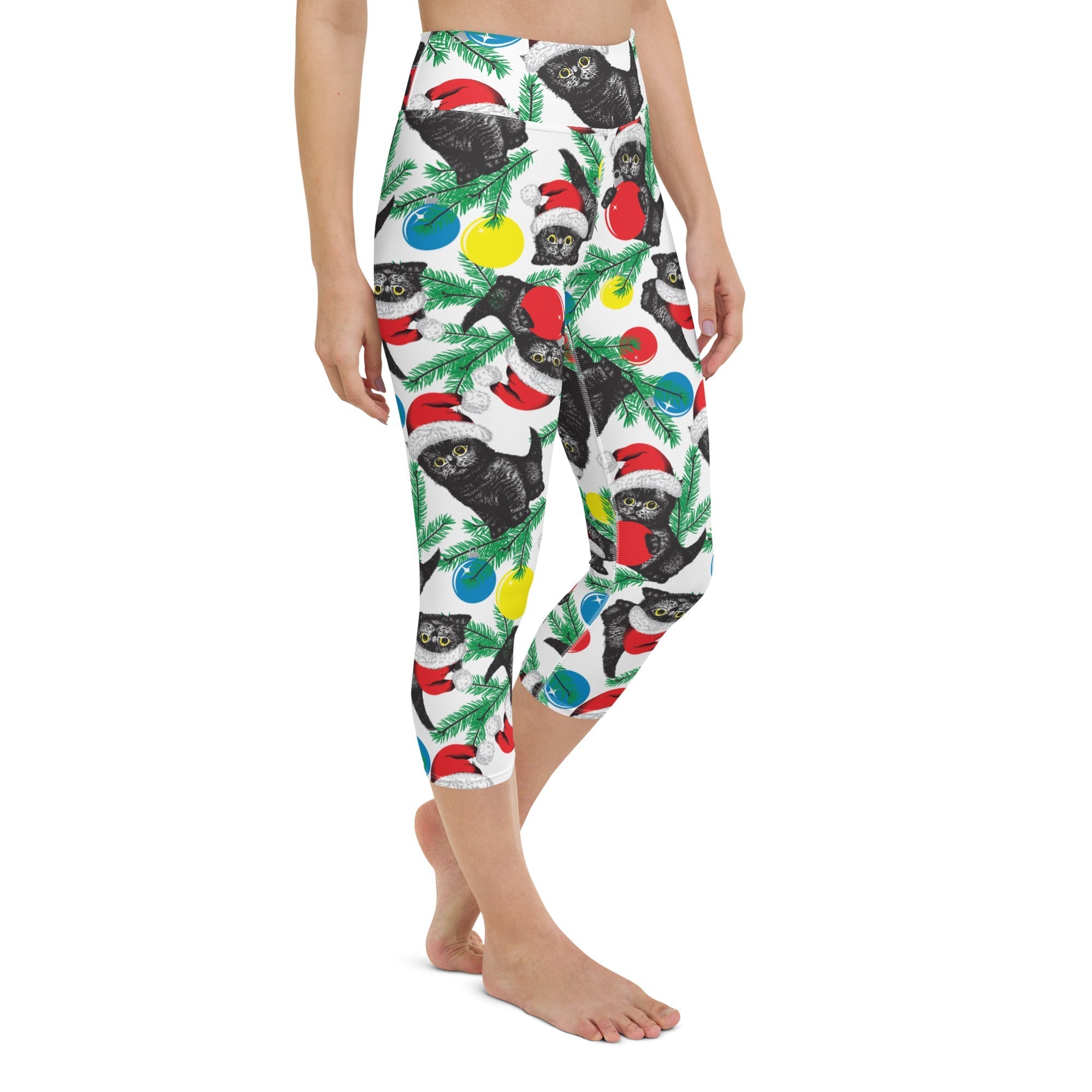 Cute Christmas Cat Yoga Capris
