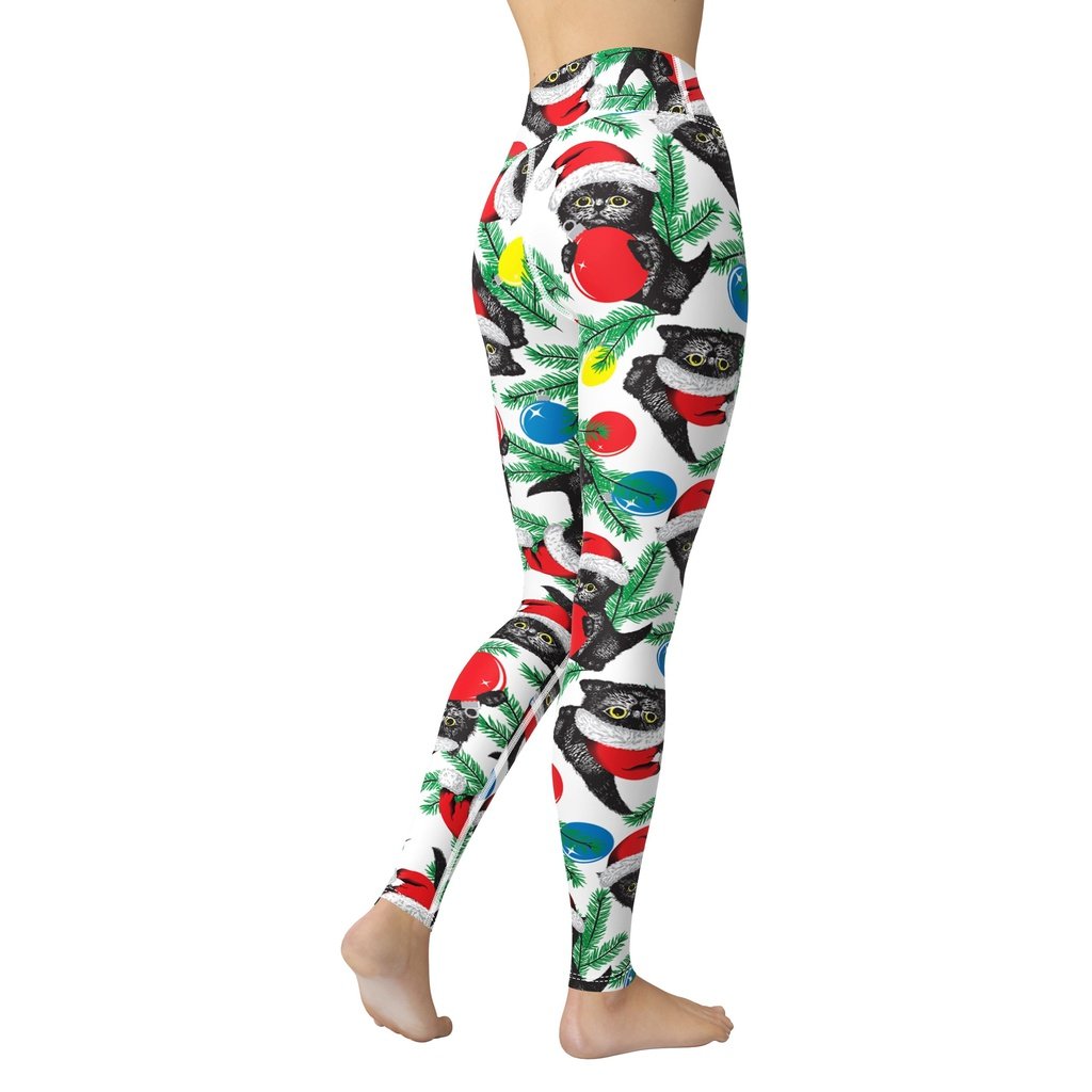 Cute Christmas Cat Yoga Leggings