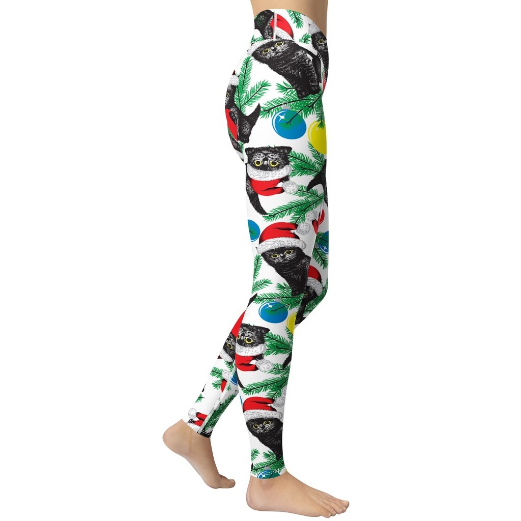 Cute Christmas Cat Yoga Leggings