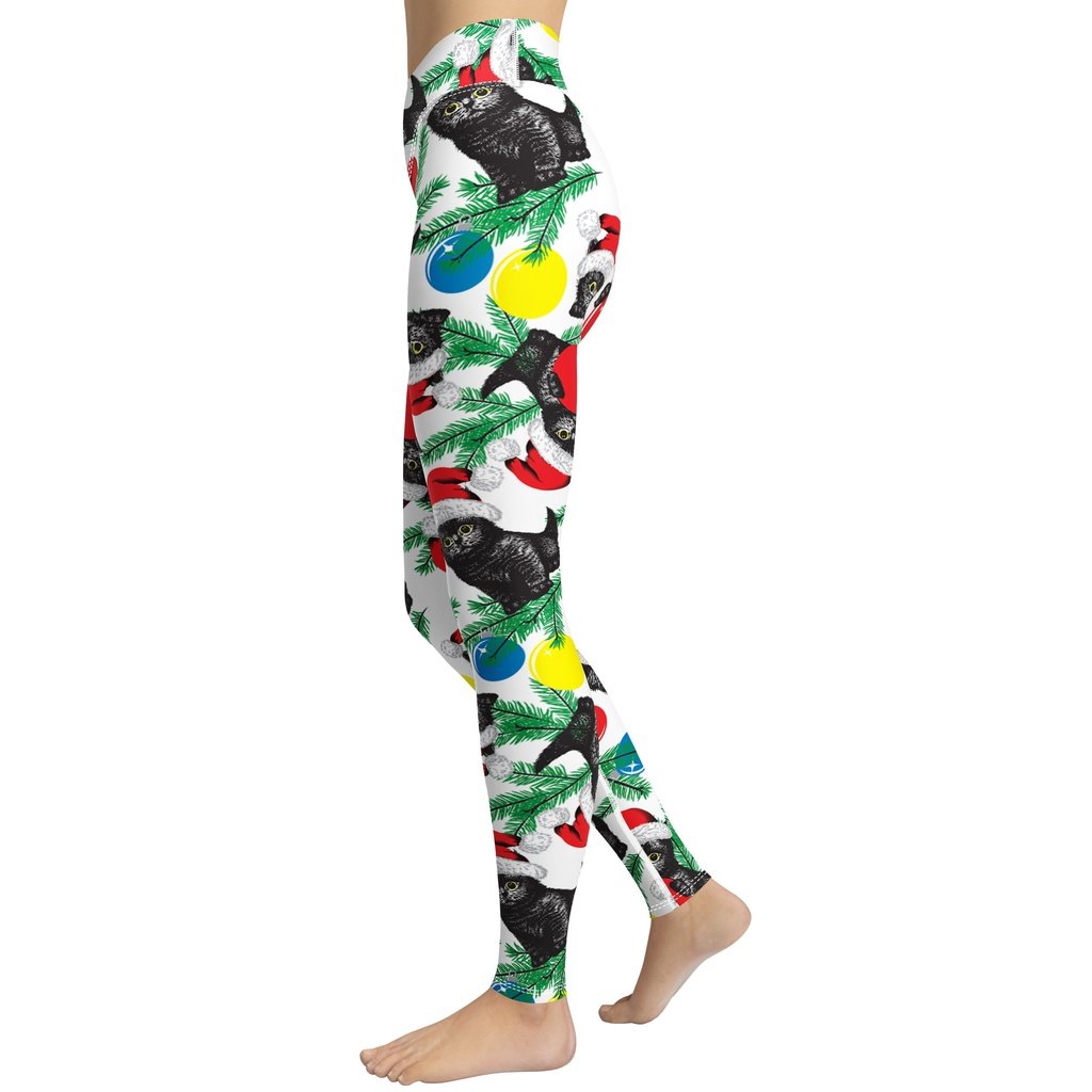 Cute Christmas Cat Yoga Leggings