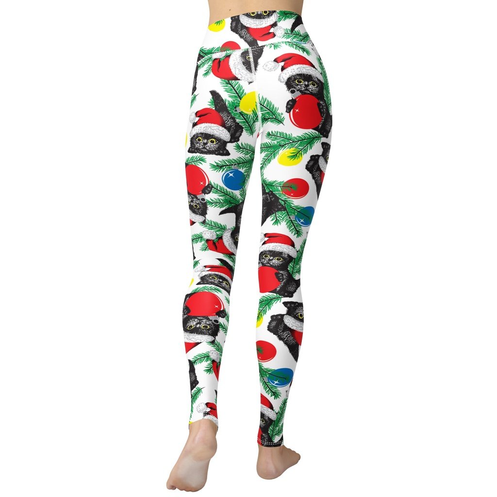 Cute Christmas Cat Yoga Leggings