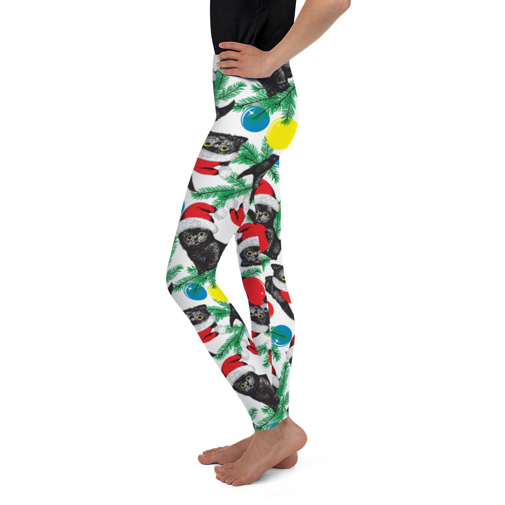 Cute Christmas Cat Youth Leggings