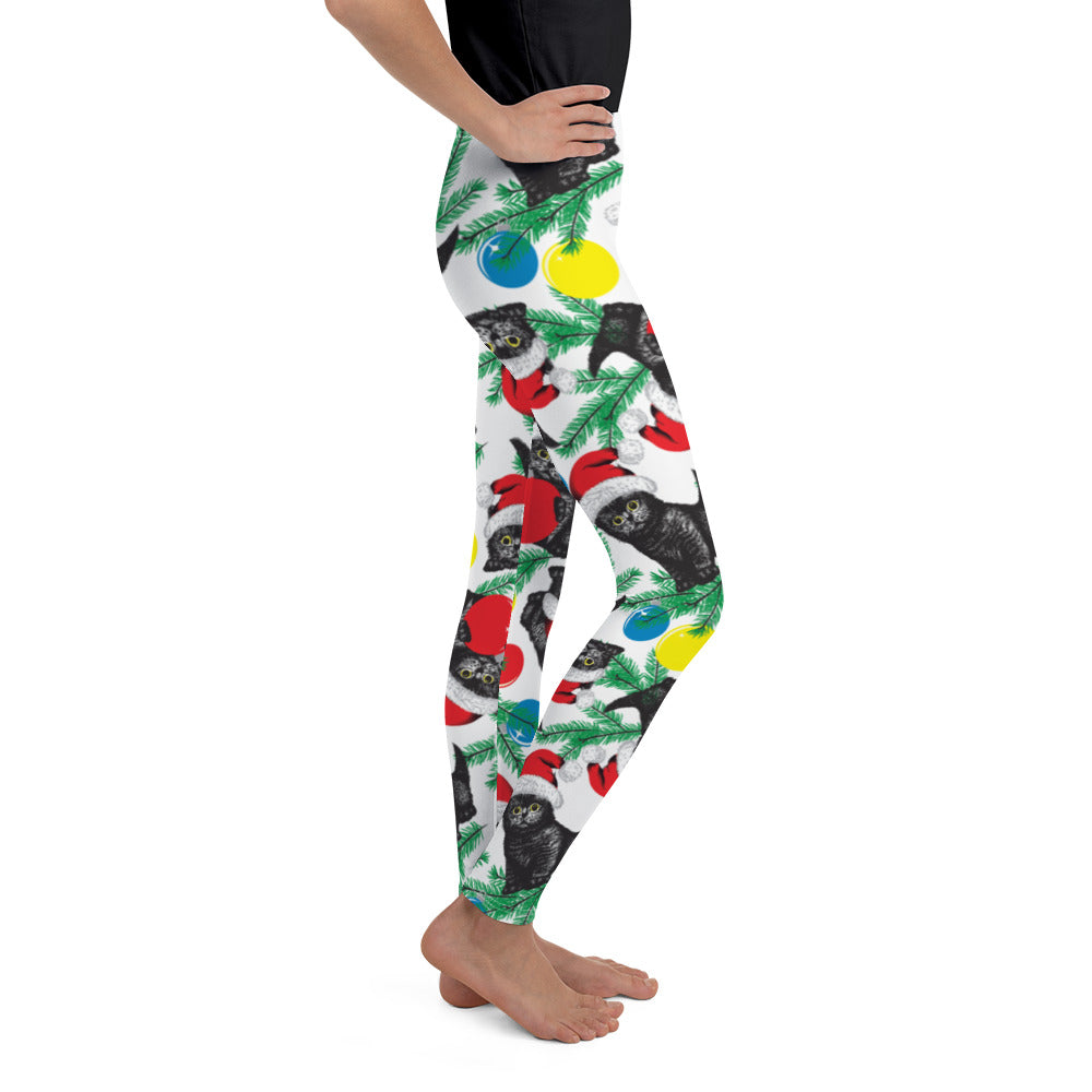 Cute Christmas Cat Youth Leggings