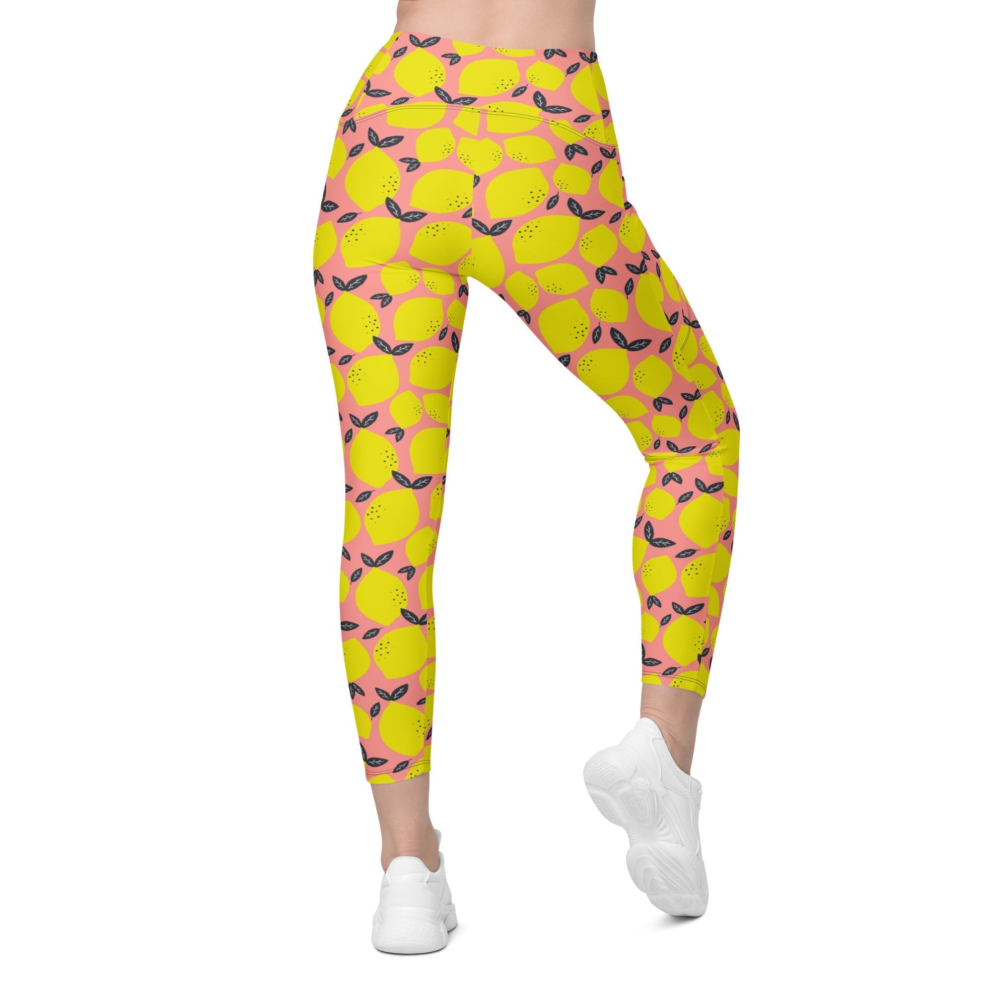Cute Lemon Crossover Leggings With Pockets