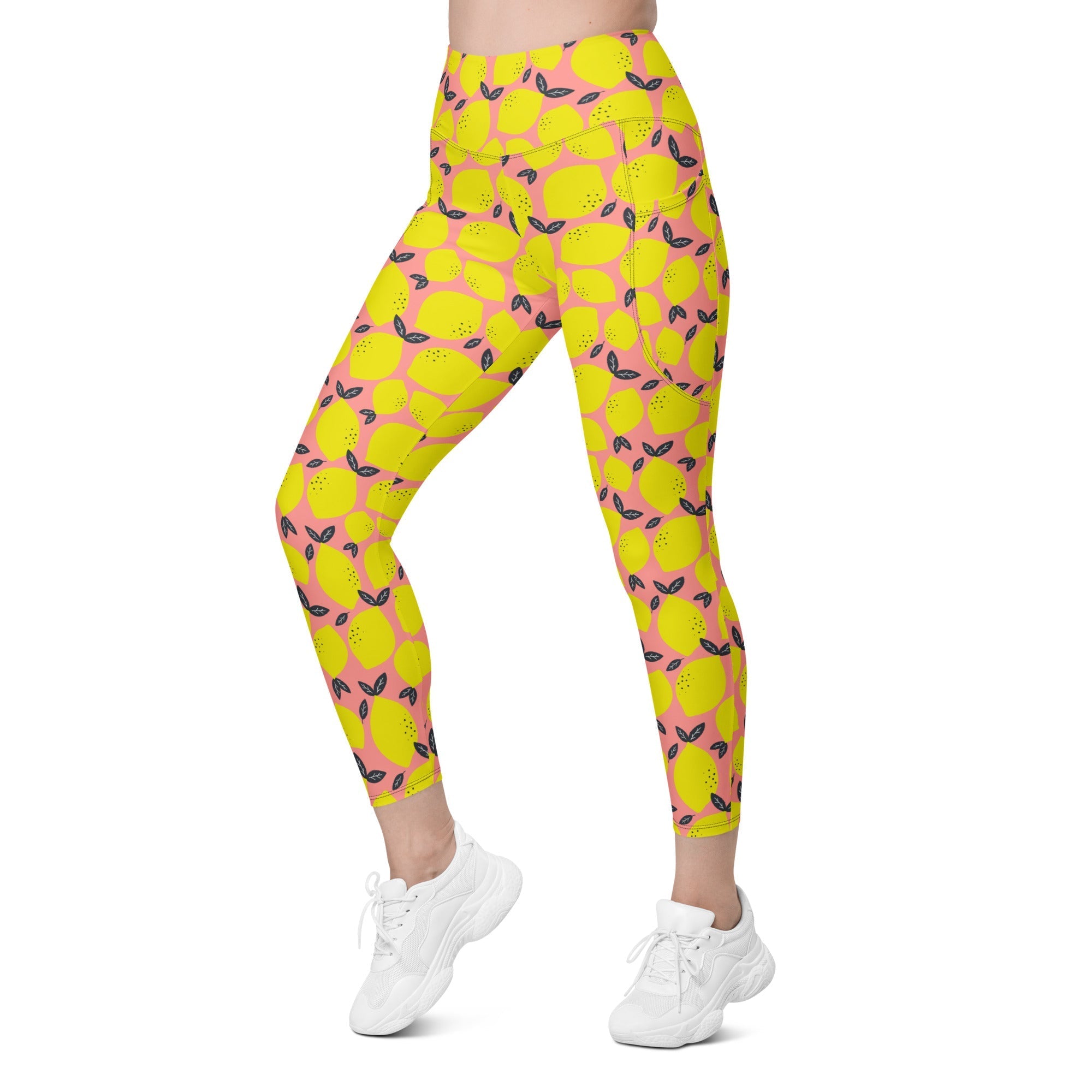 Cute Lemon Leggings With Pockets