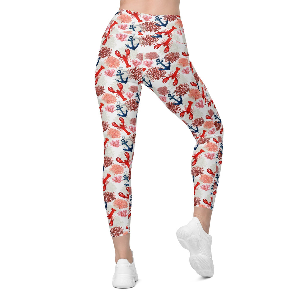 Cute Lobster Crossover Leggings With Pockets