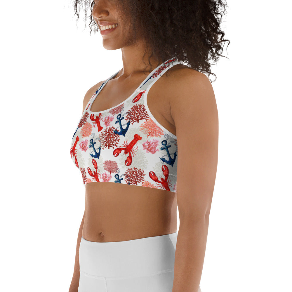 Cute Lobster Sports Bra