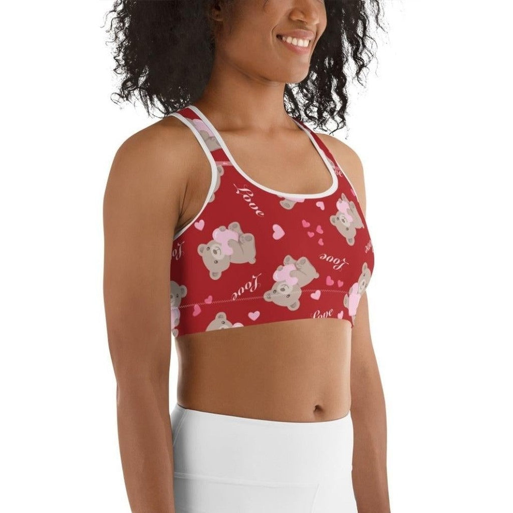 Cute Teddy Bear Sports Bra