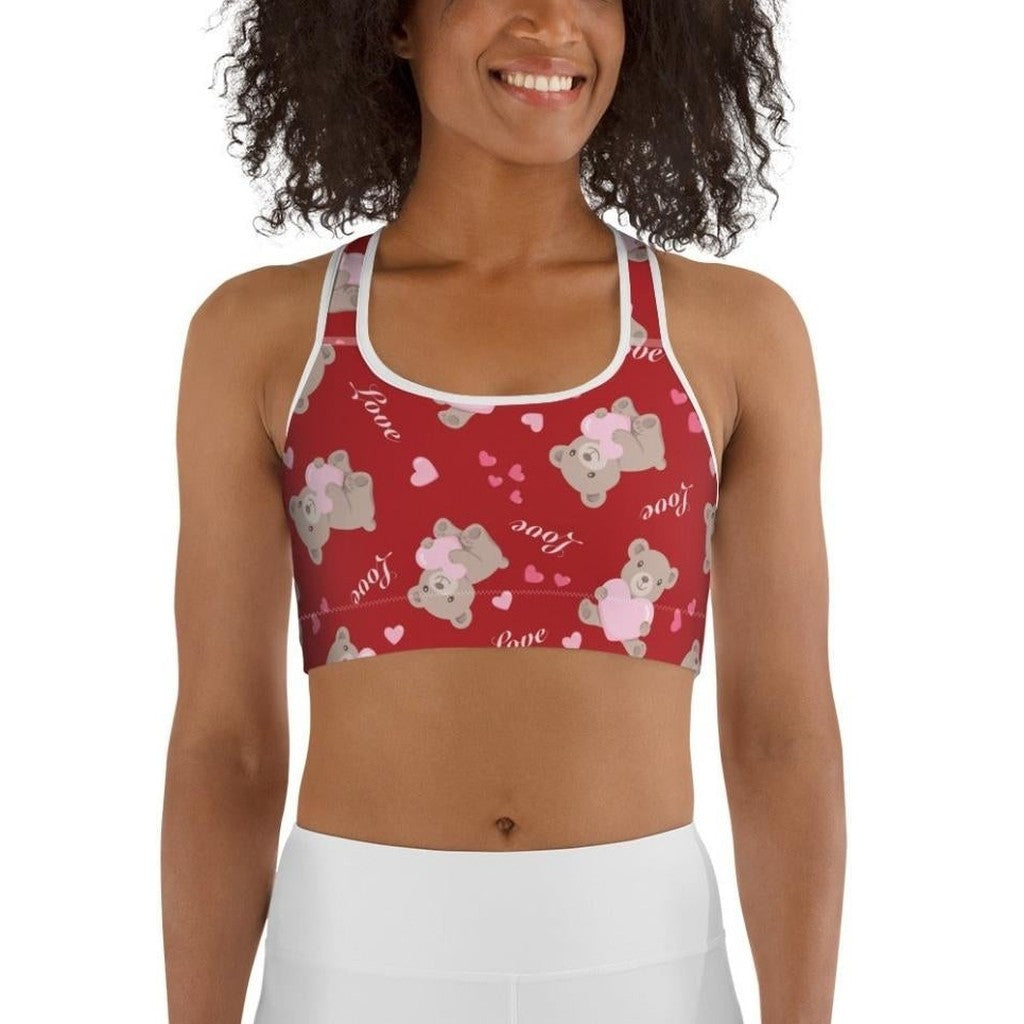 Cute Teddy Bear Sports Bra