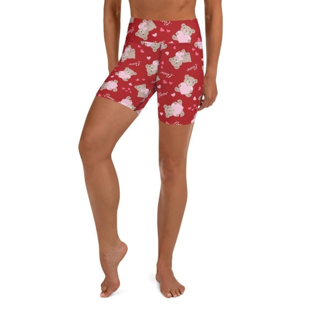 Cute Teddy Bear Yoga Shorts