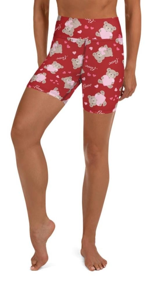 Cute Teddy Bear Yoga Shorts