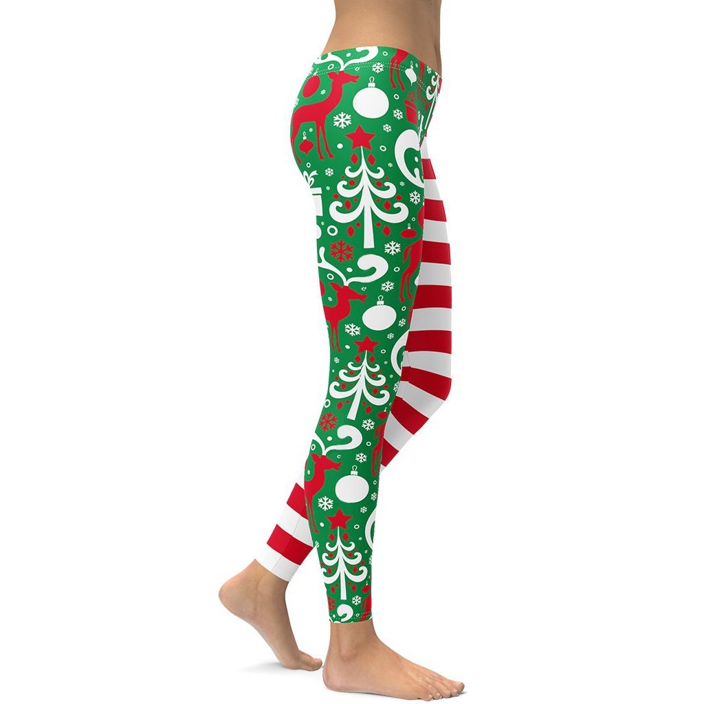 Cute Two Pattern Christmas Leggings