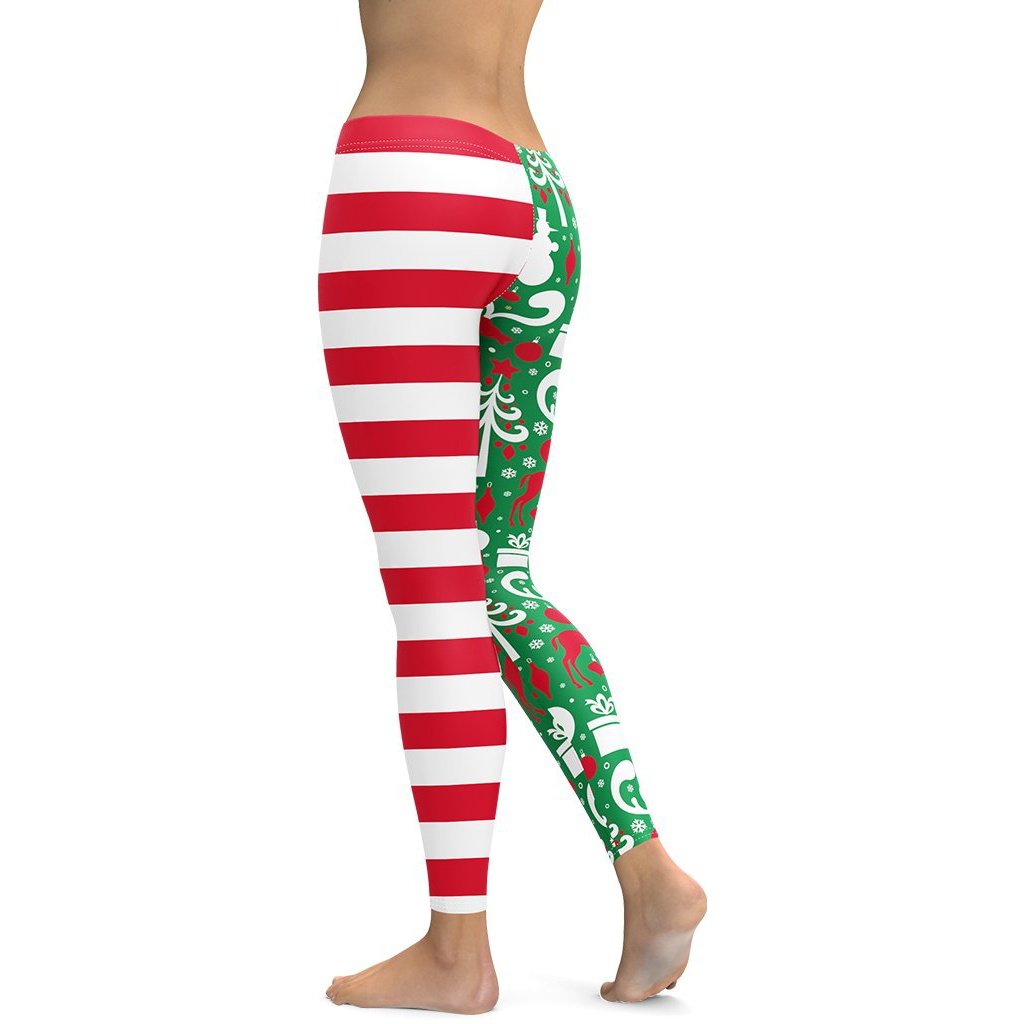 Cute Two Pattern Christmas Leggings
