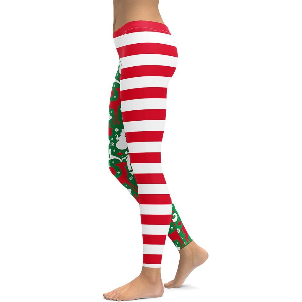 Cute Two Pattern Christmas Leggings