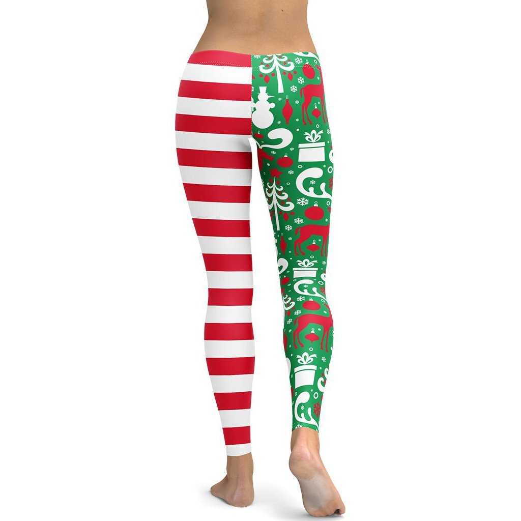 Cute Two Pattern Christmas Leggings