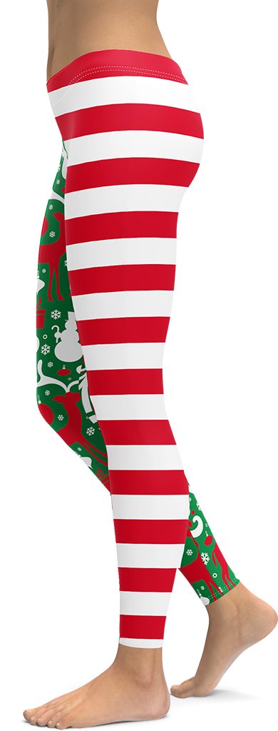 Cute Two Pattern Christmas Leggings