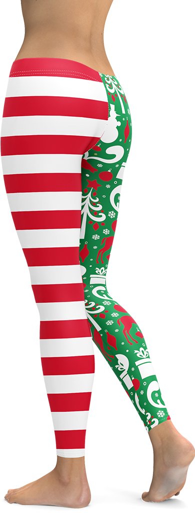 Cute Two Pattern Christmas Leggings