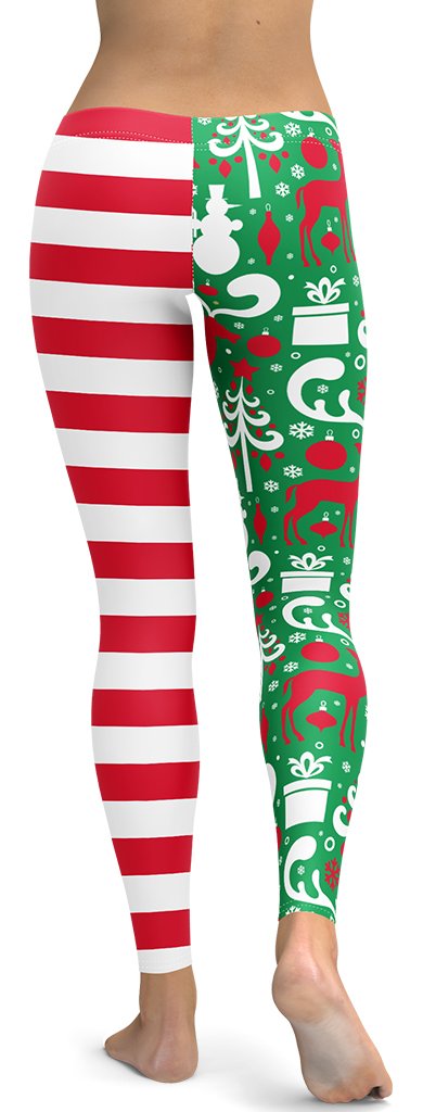 Cute Two Pattern Christmas Leggings