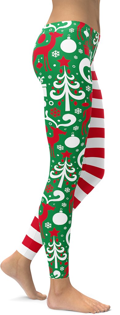 Cute Two Pattern Christmas Leggings