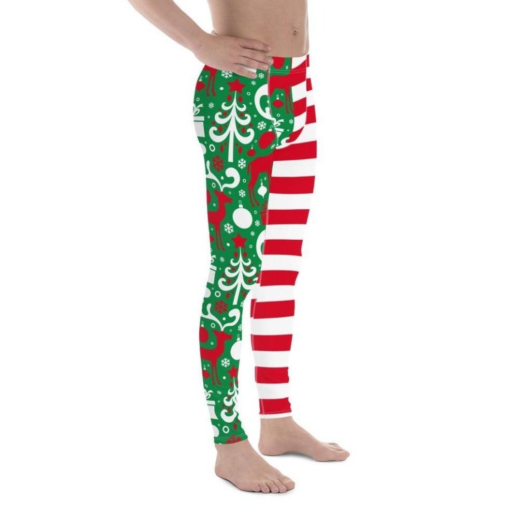 Cute Two Pattern Christmas Men's Leggings