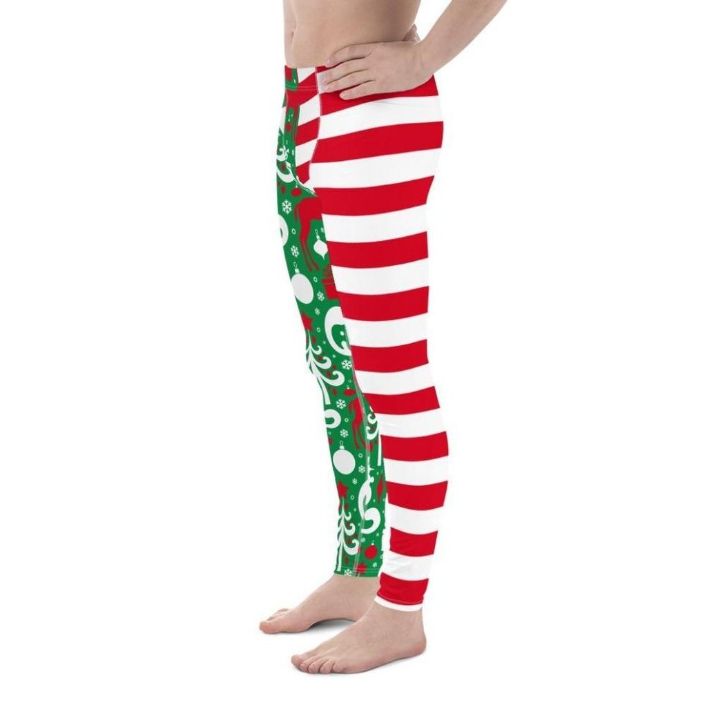 Cute Two Pattern Christmas Men's Leggings