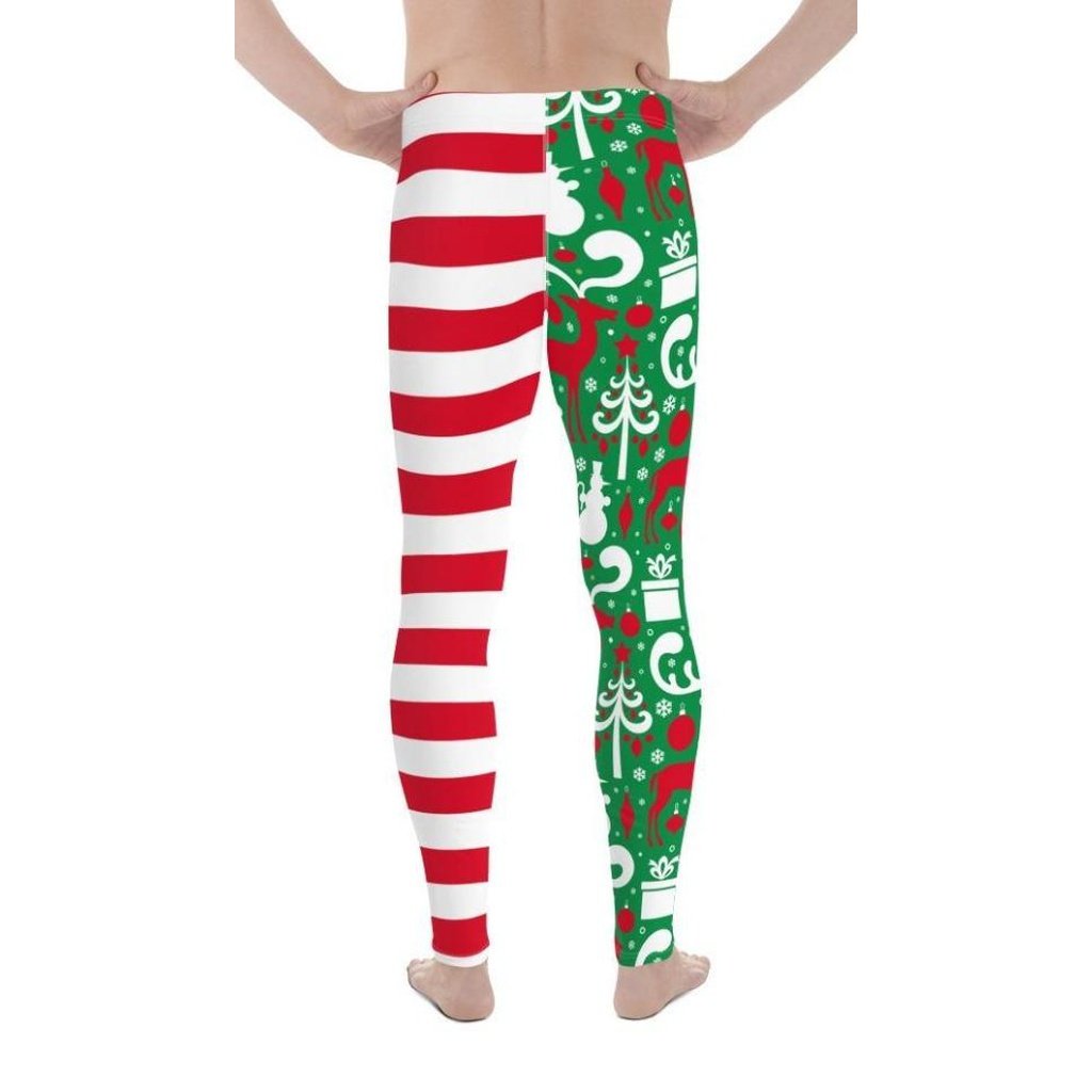 Cute Two Pattern Christmas Men's Leggings