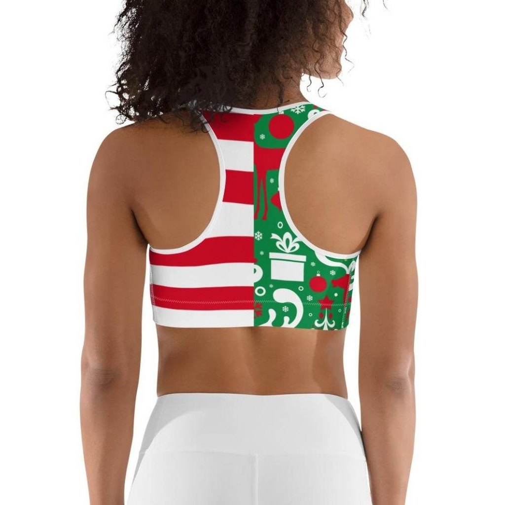 Cute Two Pattern Christmas Sports Bra